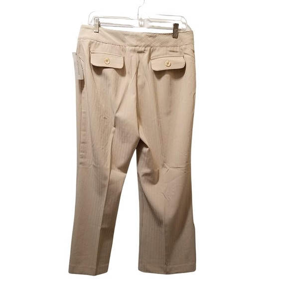 SC Collection Cropped Dress Pants Womens 12 Beige Striped Stretch Trousers 32x25 - Picture 2 of 4